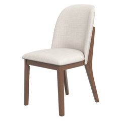 Mid-Century Modern Kaitlyn Beige Linen Dining Chair with Solid Wood Legs, 34.3"H x 19.3"W x 23"D Set of 2