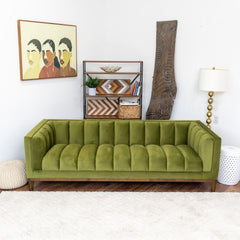 Melissa Mid-Century Green Velvet Modern Sofa