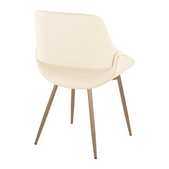 Fabrico Contemporary Accent Chair in Antique Copper Metal and Cream Faux Leather by LumiSource - Set of 2