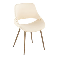Fabrico Contemporary Accent Chair in Antique Copper Metal and Cream Faux Leather by LumiSource - Set of 2