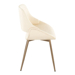 Fabrico Contemporary Accent Chair in Antique Copper Metal and Cream Faux Leather by LumiSource - Set of 2