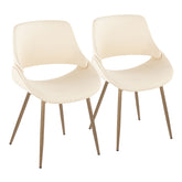 Fabrico Contemporary Accent Chair in Antique Copper Metal and Cream Faux Leather by LumiSource - Set of 2