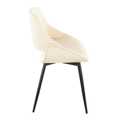 Fabrico Mid-Century Modern Accent/Dining Chair in Black Metal and Cream Faux Leather by LumiSource - Set of 2