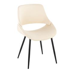 Fabrico Mid-Century Modern Accent/Dining Chair in Black Metal and Cream Faux Leather by LumiSource - Set of 2