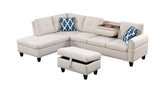 Storage Ottoman - Paired L - shaped Sofa in Beige