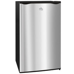HOMCOM 3.2 Cu.Ft Mini Fridge with Freezer, Single Door Compact Refrigerator with Adjustable Thermostat, Shelf and Reversible Door for Bedroom, Dorm, Home Office, Energy Efficient, Silver
