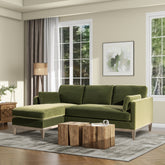 Knox 89" Modern Farmhouse Reversible Chaise Sectional Sofa, French Beige Performance Velvet