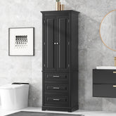 Tall Storage Cabinet with Three Drawers for Bathroom/Office, Black(Old SKU:WF299282AAB)