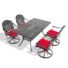 5-Piece All-Weather Cast Aluminum Dining Set, Include 4 Swivel Chairs and Rectangular Table With Black Frame (same sku:W1710S00315)