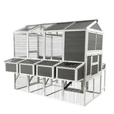 Chicken Coop with Chicken Run, Chicken Coops for 10 Chickens Outdoor with Nesting Boxes , Wooden Walk-in Chicken House with Pull Out Trays , Garden Backyard Cage (95''X80''X83'')