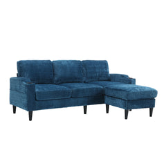 UNITED WE WIN Sofa for three, solid wood frame, Chenille fabric, side pocket, with two cup holders, footstool with storagestorage sofa /Living room sofa cozy sectional sofa