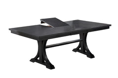 1pc Rectangle Table w Leaf Trestle Base Classic Look Charcoal Color Wooden Dining Room Table Only