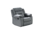 Contemporary Velvet Dark Gray Color 1pc Motion Recliner Chair Couch Manual Motion Plush Armrest Living Room Furniture Chair