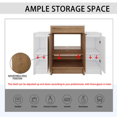 48 Inch Freestanding Bathroom Vanity with Ceramic Sink and 2-Storage Cabinets, Soft Closing Door, 02424IMO+0312*2 Combination Cabinet, KD-Package