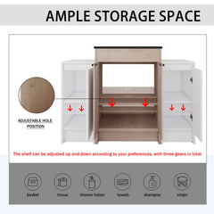48 Inch Freestanding Bathroom Vanity with Black Ceramic Sink and 2-Storage Cabinets, Soft Closing Door, 02424+0312*2 Combination Cabinet, KD-Package