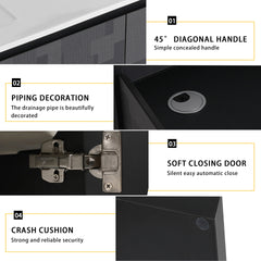 24'' Floating Wall-Mounted Bathroom Vanity With Ceramics Sink & Soft-Close Cabinet Door, KD-Package