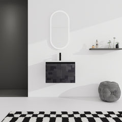 24'' Floating Wall-Mounted Bathroom Vanity With Ceramics Sink & Soft-Close Cabinet Door, KD-Package