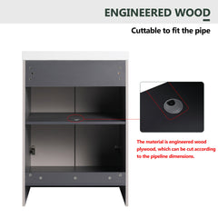 24" Freestanding Bathroom Vanity & 2 Soft-Close Cabinet Doors (KD-Packing)-Excluding Sink