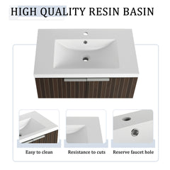30 Inch Bathroom Vanity With Resin Sink,Soft Close Doors,Float Mounting Design