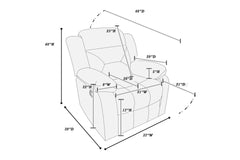 Modern 1pc Manual Recliner Pillow Arm Leather Padded Seat And Backrest Chocolate Finish Primary Living Room