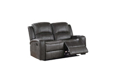 Manual Reclining Loveseat 1pc Smoke Finish Horizontal And Light Vertical Tufting Padded Seat And Backrest Primary Room Furniture