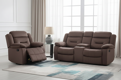 2pc Living Room Set 1x Loveseat 1x Recliner Pillow Armrest Supportive Headrest Vertical Tufting Chocolate Finish Contemporary Primary Living Room Furniture