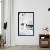 48"x32" Oversized Modern Rectangle Bathroom Mirror with Balck Frame Decorative Large Wall Mirrors for Bathroom Living Room Bedroom Vertical or Horizontal Wall Mounted mirror with Aluminum Frame
