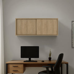 Note 32-Inch Wide Wall Storage Cabinet with Sliding Doors, Compact Wall-Mounted Storage Option for Bedroom, Office, Living Room or Garage Organization