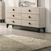 Modern Design Bedroom Furniture 1pc Dresser Only Beautiful Knob Pulls 6x Drawers Storage Faux Marble Top Cream Color Dresser