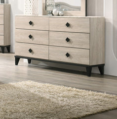 Modern Design Bedroom Furniture 1pc Dresser Only Beautiful Knob Pulls 6x Drawers Storage Faux Marble Top Cream Color Dresser