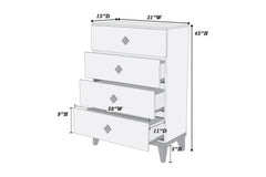 Modern Design Bedroom Furniture 1pc Cream 4 Drawers Beautiful Chest with Faux Marble Top