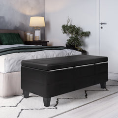 Afton - Storage Ottoman Bench - Midnight Black