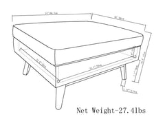 Owen 34 inch Wide Coffee Table Storage Ottoman in Distressed Grey Taupe Vegan Leather