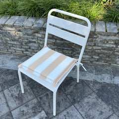 4PCS Outdoor Patio Seat Cushion Replacement Seat Cushion with Ties, 15" x 15" Patio Chair Pads for Gardens, Patios, and Dining Rooms,Khaki White Striped.
