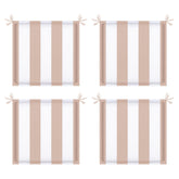 4PCS Outdoor Patio Seat Cushion Replacement Seat Cushion with Ties, 15" x 15" Patio Chair Pads for Gardens, Patios, and Dining Rooms,Khaki White Striped.