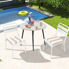 4PCS Outdoor Patio Seat Cushion Replacement Seat Cushion with Ties, 15" x 15" Patio Chair Pads for Gardens, Patios, and Dining Rooms,Khaki White Striped.