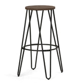 Simeon - 30" Metal Bar Stool with Wood Seat - Cocoa Brown / Black