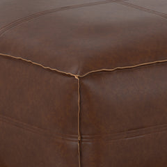 Brody - Large Square Coffee Table Pouf - Distressed Dark Brown
