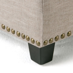 Kingsley 48 inch Wide Large Storage Ottoman in Natural Linen-Look Fabric