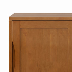 Harper 30 inch Wide Solid Hardwood Mid-Century Modern Low Storage Cabinet in Teak Brown