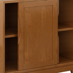 Harper 30 inch Wide Solid Hardwood Mid-Century Modern Low Storage Cabinet in Teak Brown