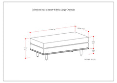 Morrison Large Rectangular Ottoman in Charcoal Grey Woven-Blend Fabric