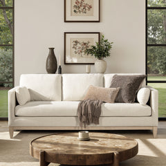 Knox 84" Modern Farmhouse Sofa, Flax White Linen