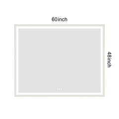 60 x 48 Inch LED Bathroom Mirror with Front and Backlight, Wall Mounted Vanity Mirror with Aluminum Frame, Anti-Fog, Memory, 3 Colors, Stepless Dimmable