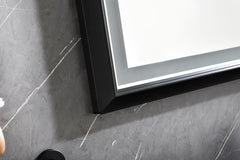 60 x 48 Inch LED Bathroom Mirror with Aluminum Frame, Wall Mounted Vanity Mirror, Anti-Fog, Memory, 3 Colors, Stepless Dimmable