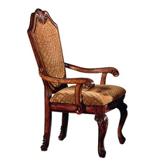 Beige and Cherry Arm Chairs with Arched Backrest (Set of 2)