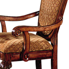 Beige and Cherry Arm Chairs with Arched Backrest (Set of 2)