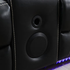 MSPM070 Power reclining loveseat with Speaker/ LED Strip / USB charging port / cup holders / storage BLACK color