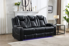 MSPM070 3+2 Power reclining sofa with DDT / LED Strip / reading light / USB charging port / cup holders / storage BLACK color