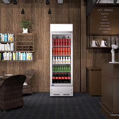 8 Cu.ft Merchandiser Refrigerator, 35~46℉, 21.7" W Glass Door Upright Display Refrigerator, Beverage Cooler, LED Lighting, Drink Fridge-Black, for Home Restaurant Grocery Silver